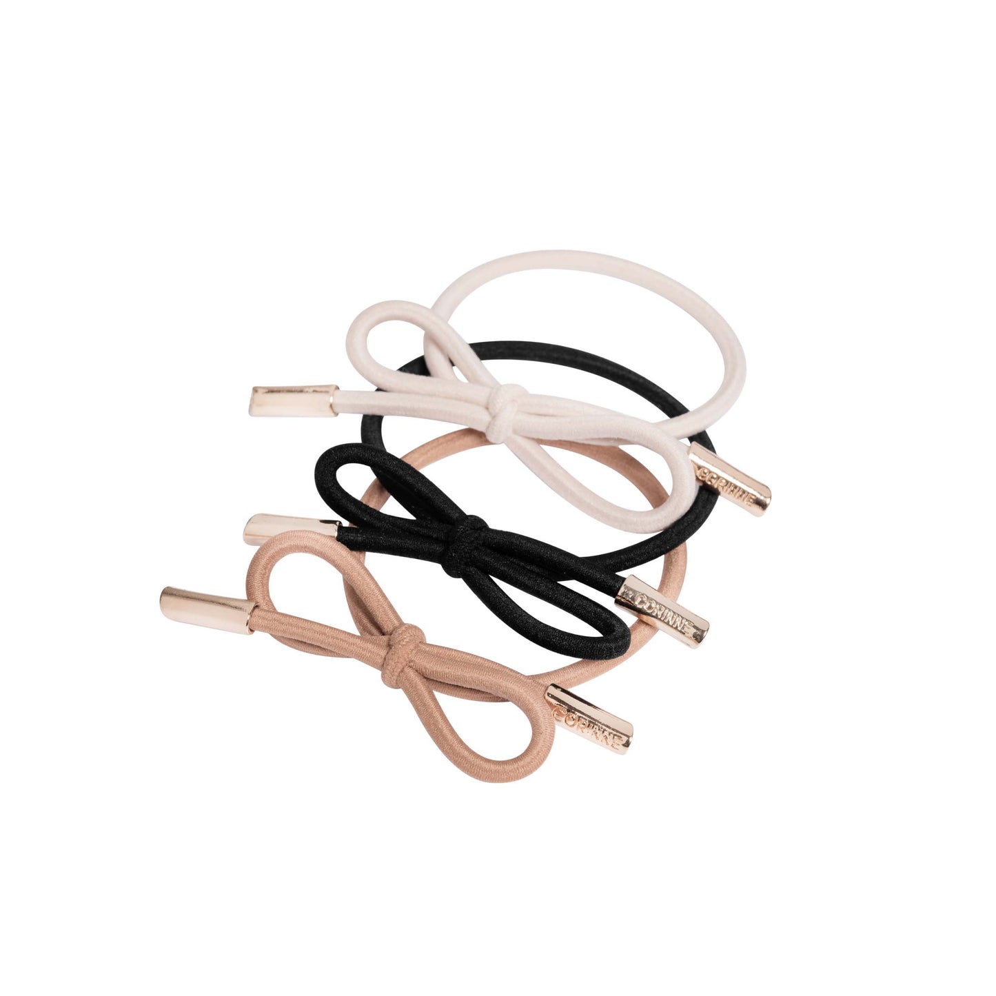 Hair Tie Bow Metal Plain 3-pack Mix