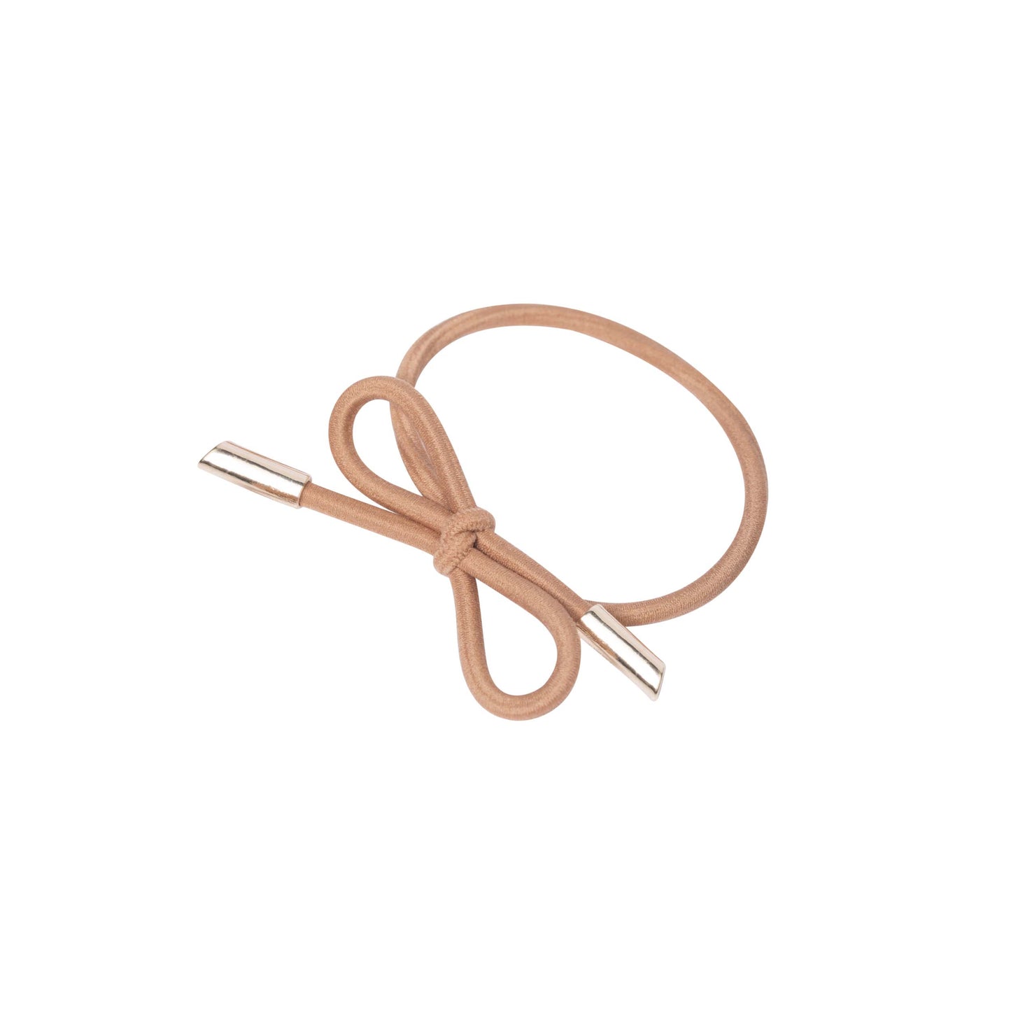 Hair Tie Bow Metal Plain Camel