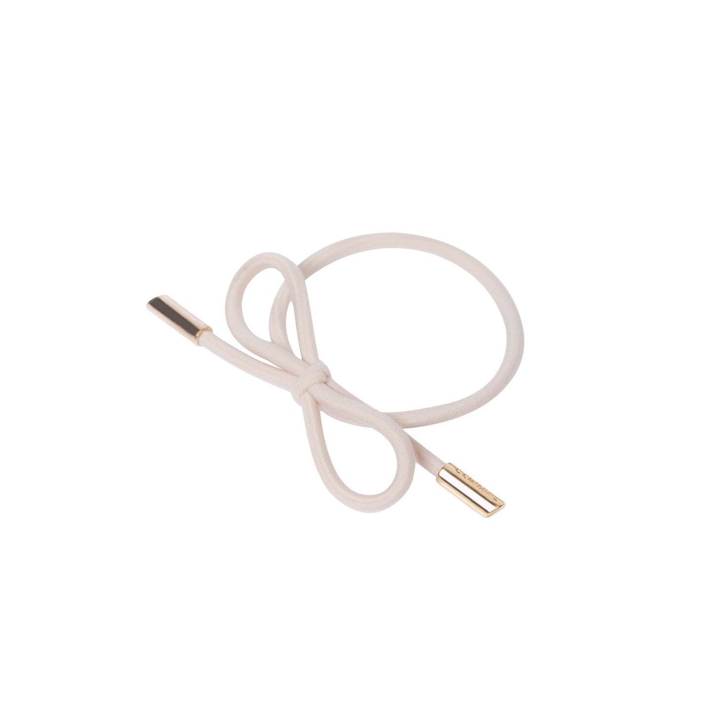 Hair Tie Bow Metal Plain Cream