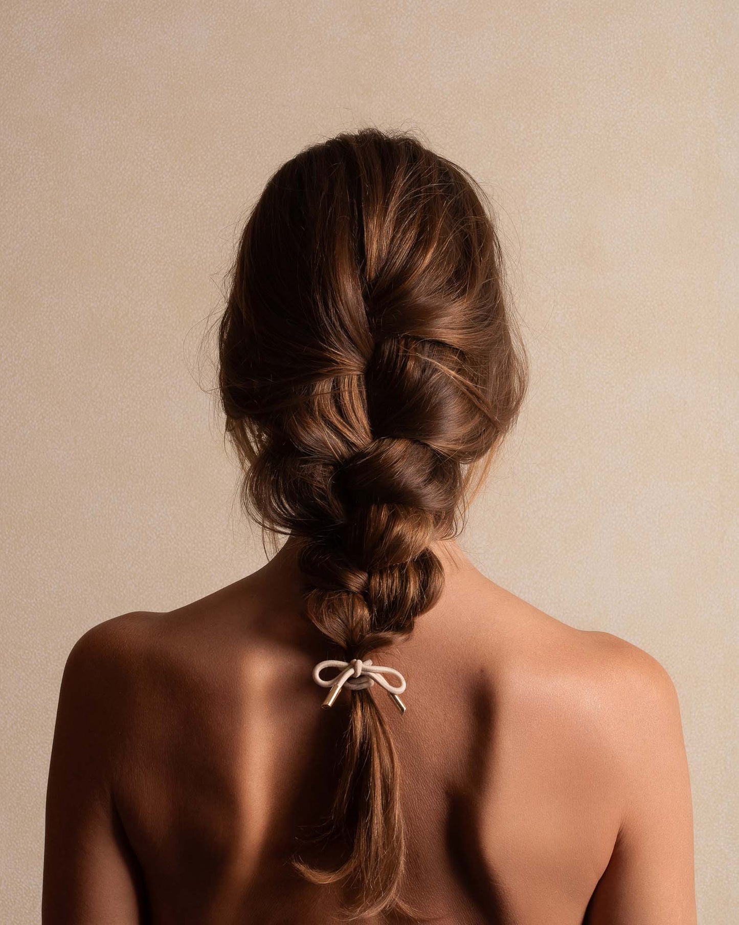 Hair Tie Bow Metal Plain Cream