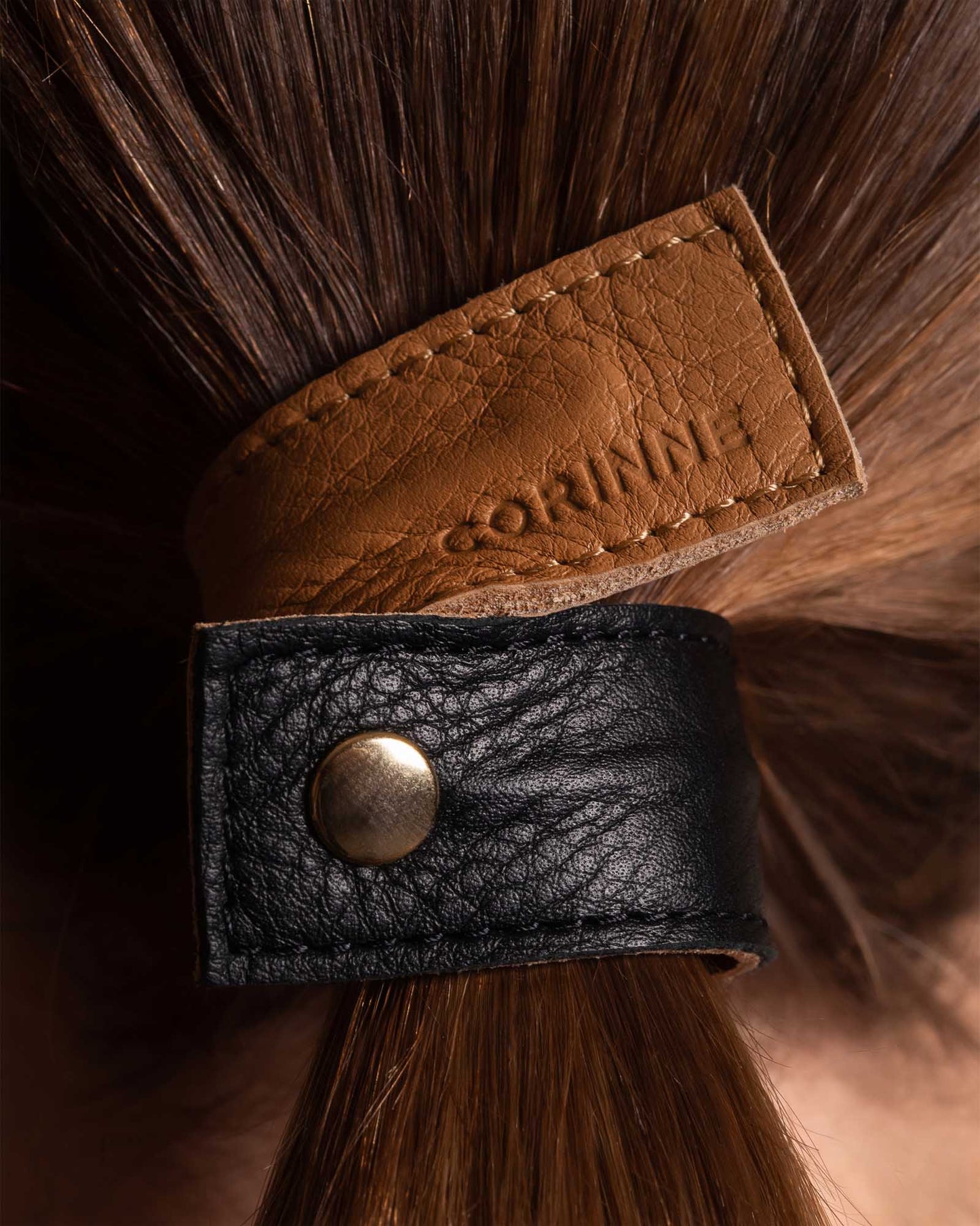 Leather Band Short Bendable two-colored Black / Camel