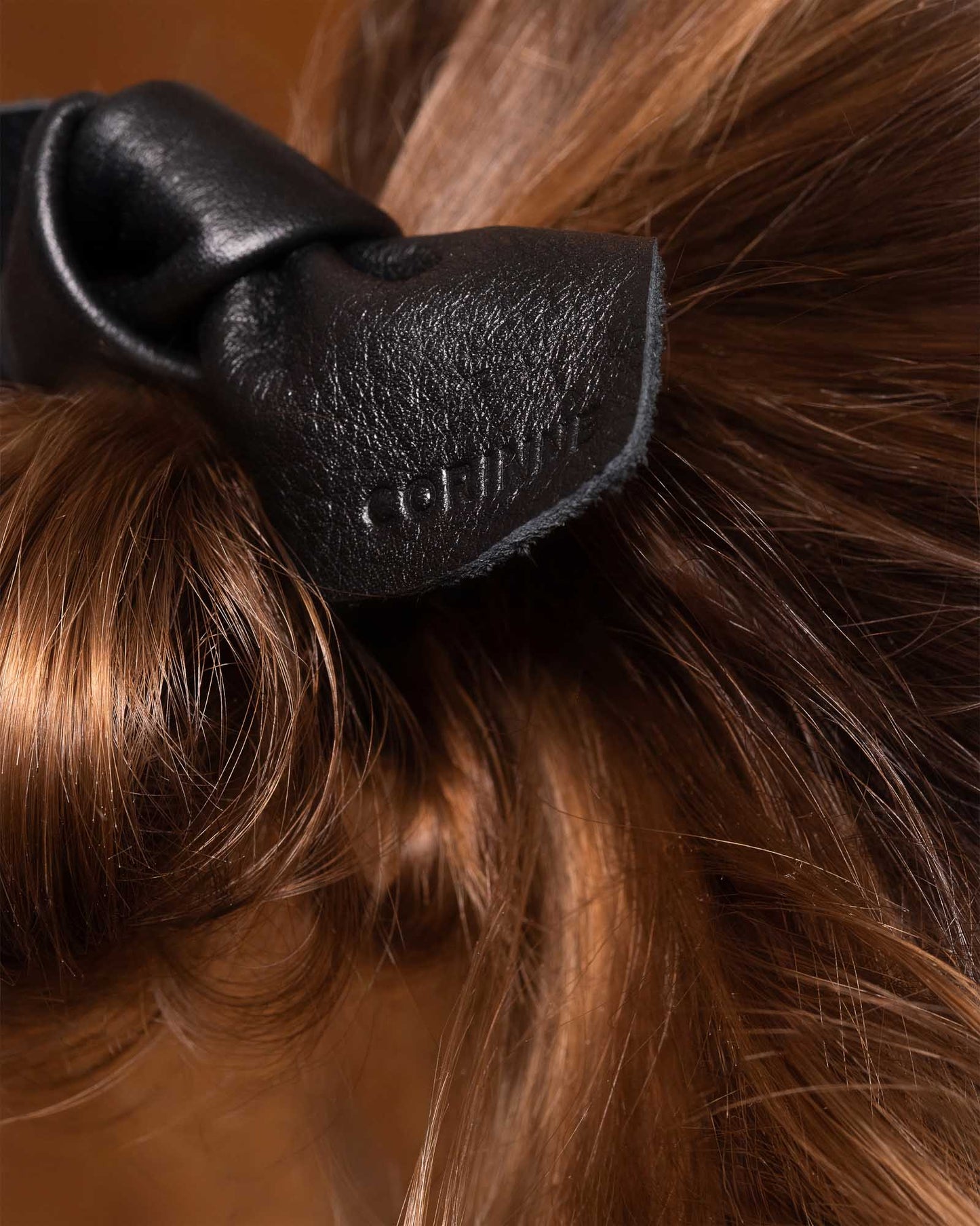 Leather Bow Big Hair Tie Black