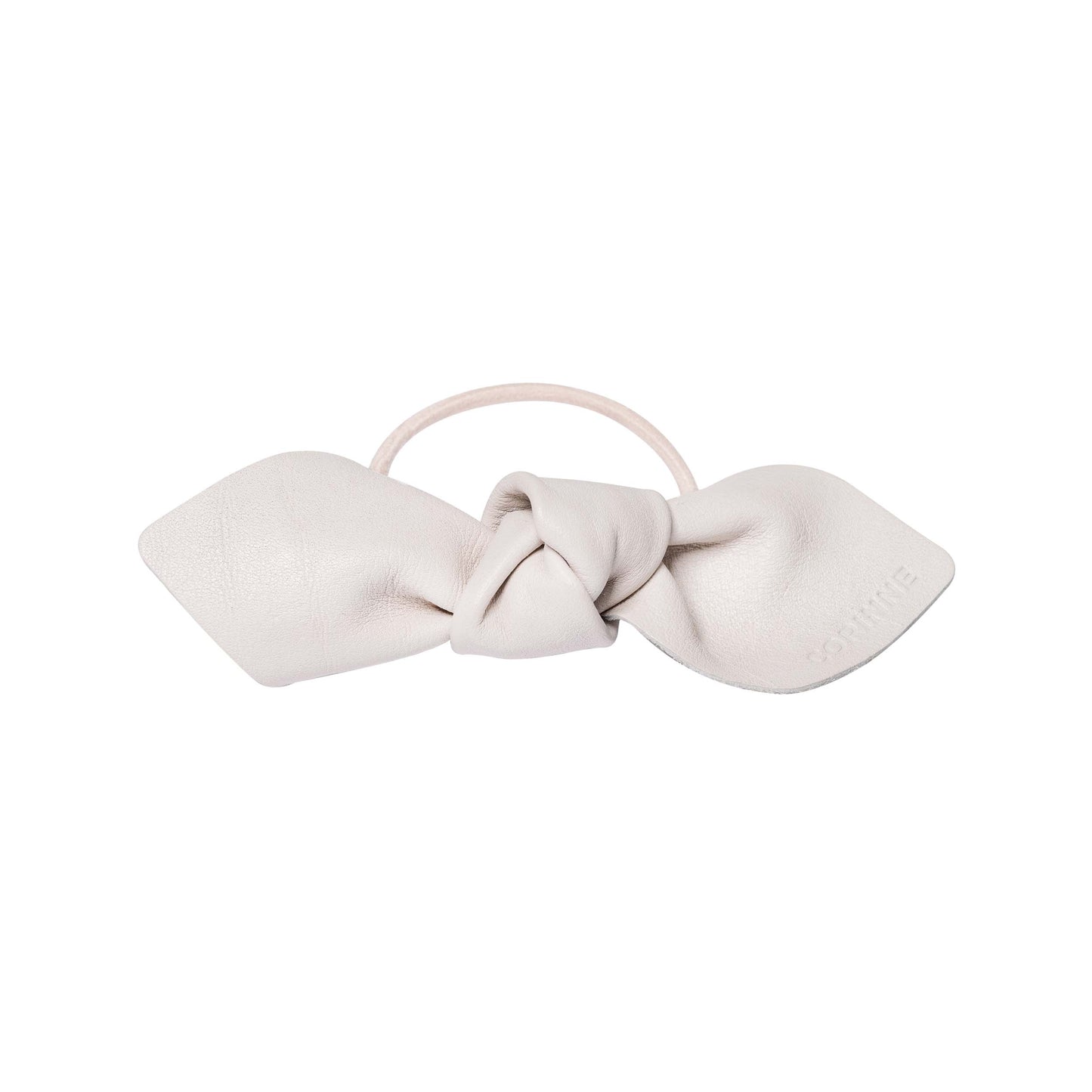 Leather Bow Big Hair Tie Cream