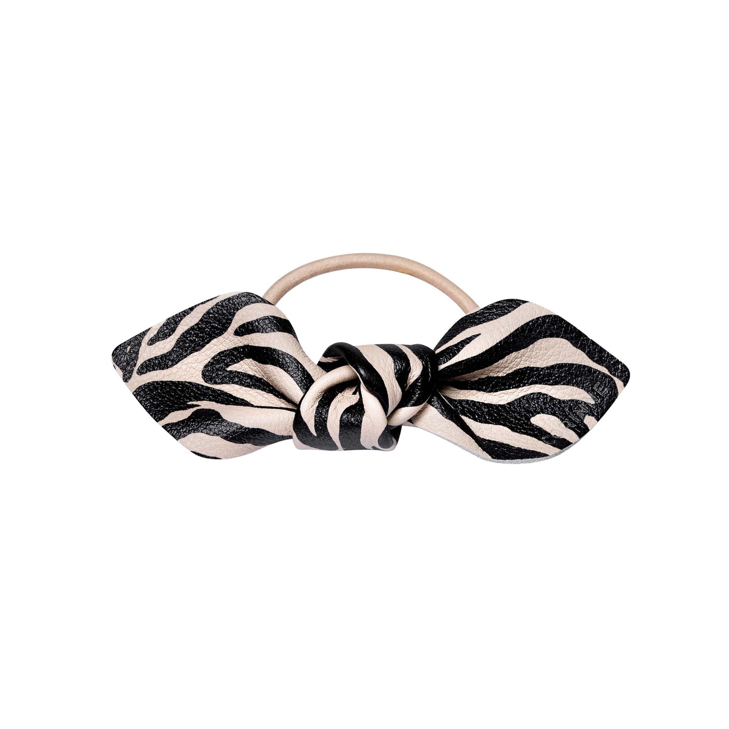Leather Bow Big Hair Tie Zebra