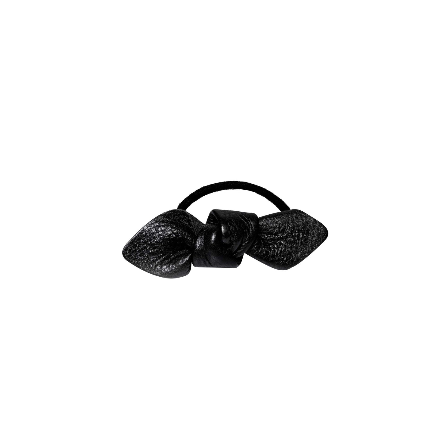 Leather Bow Small Hair Tie Black
