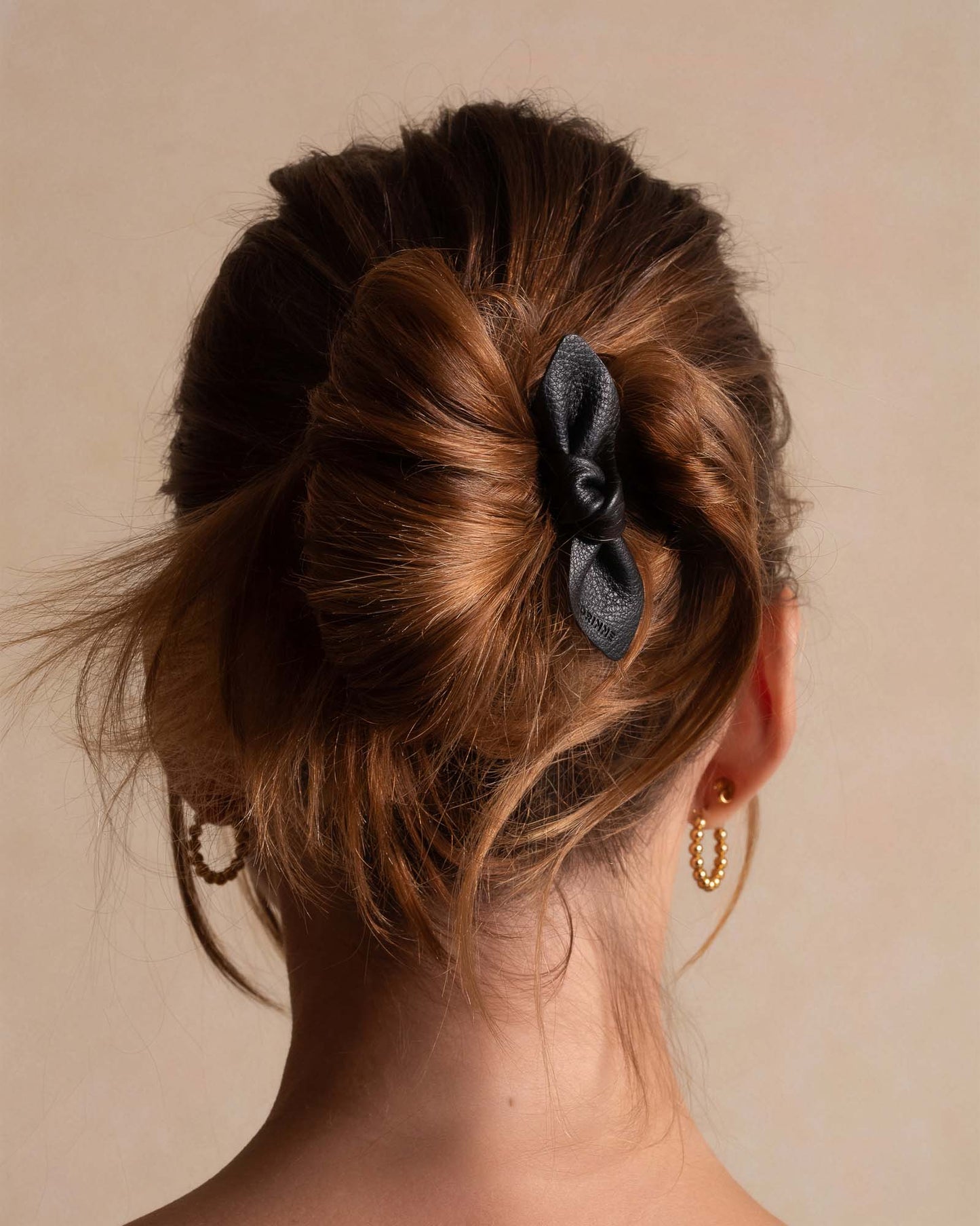 Leather Bow Small Hair Tie Black