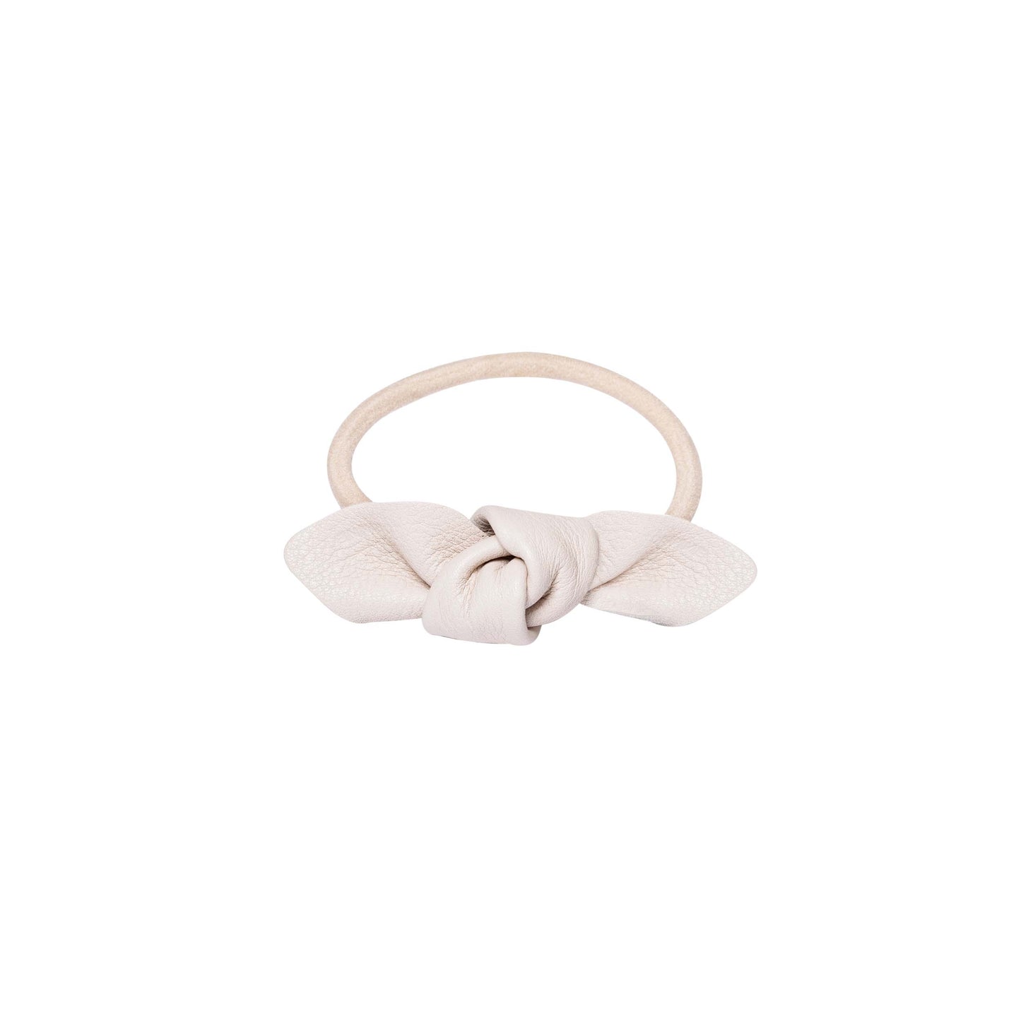 Leather Bow Small Hair Tie Cream