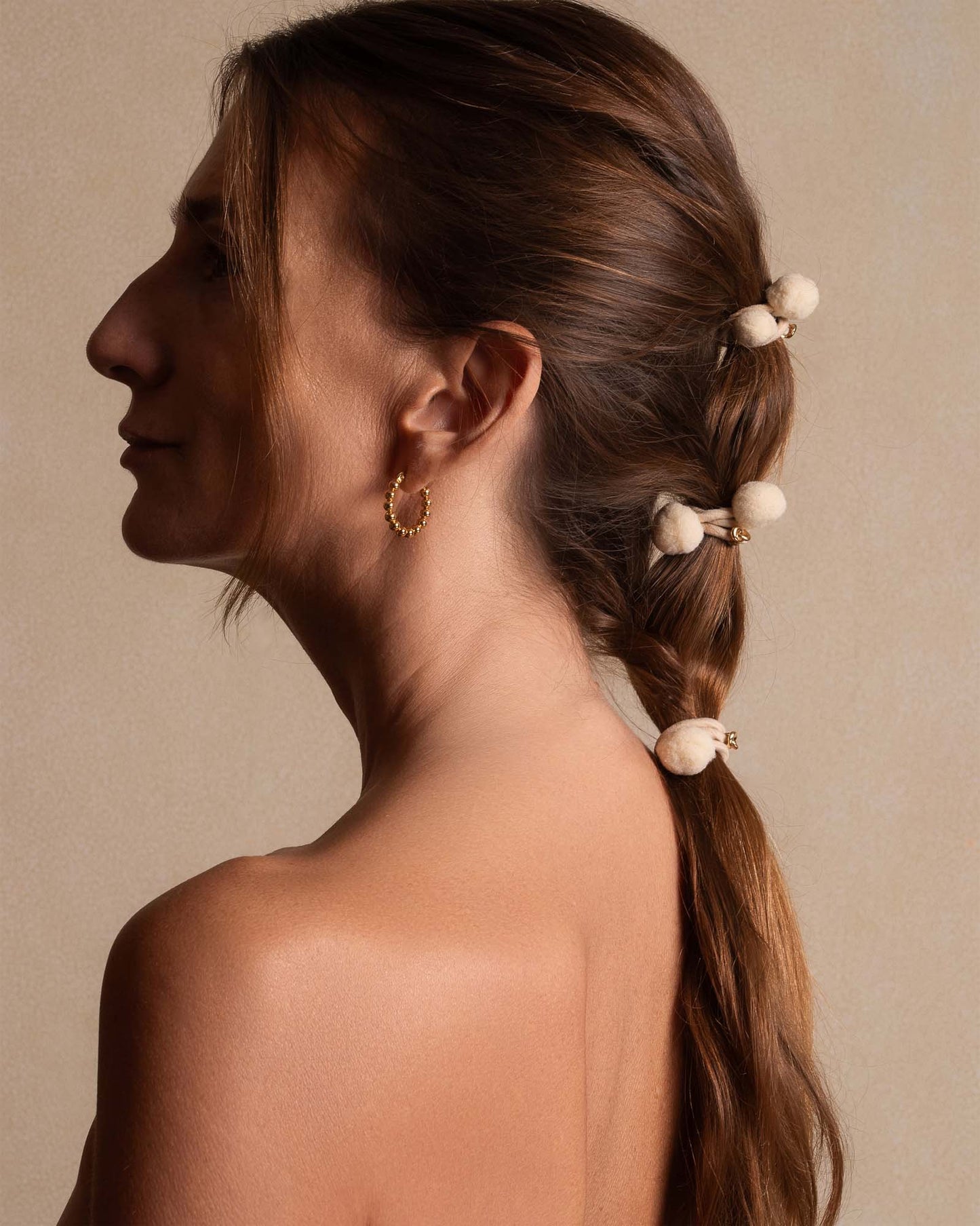 Hair Tie Pom Pom "Ibiza" 3-pack Cream
