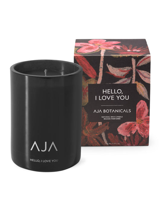 AJA Botanicals - Hello, I Love you Single Wick Candle Black 250g