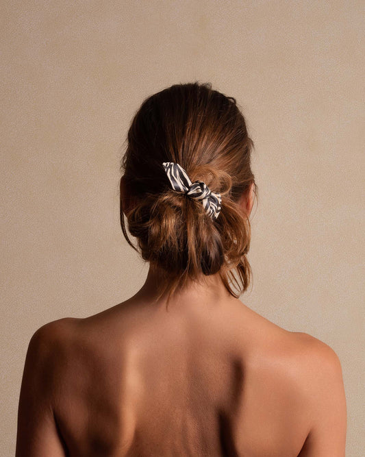 Leather Bow Big Hair Tie Zebra
