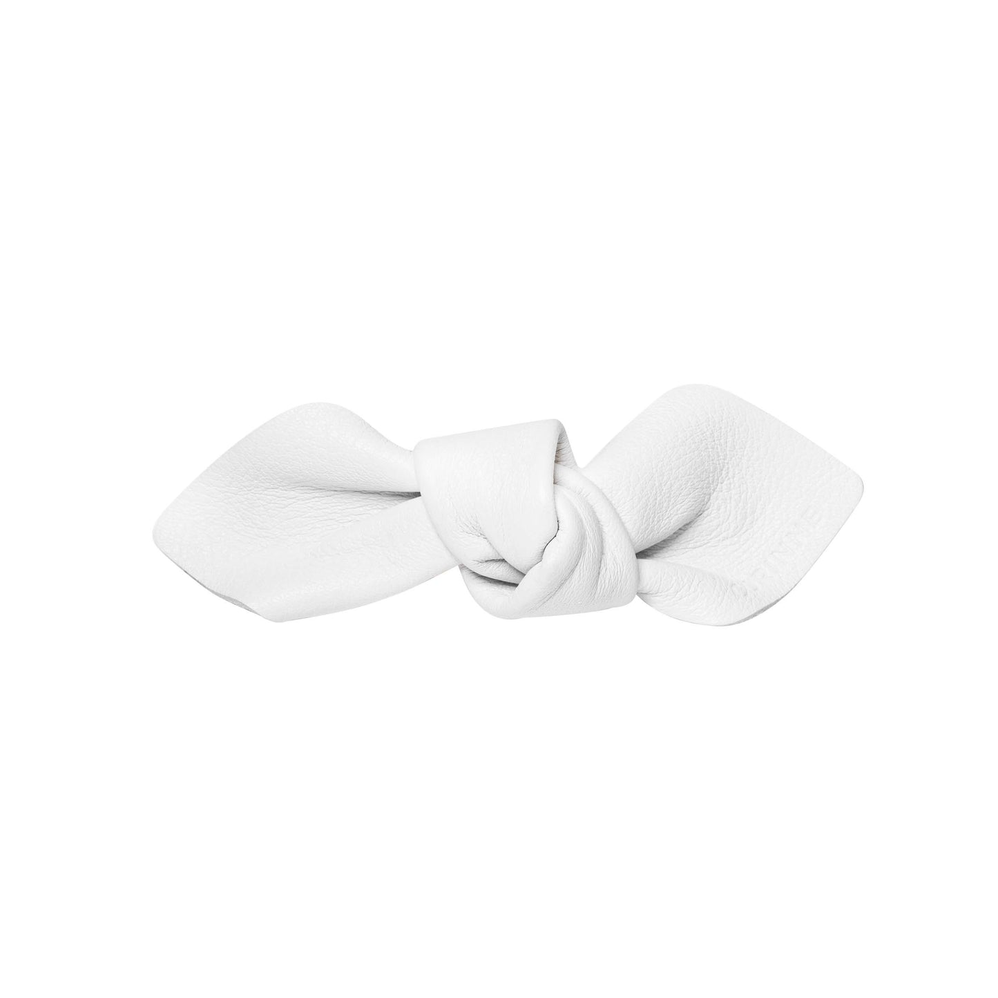 Leather Bow Big On Hair Clip White